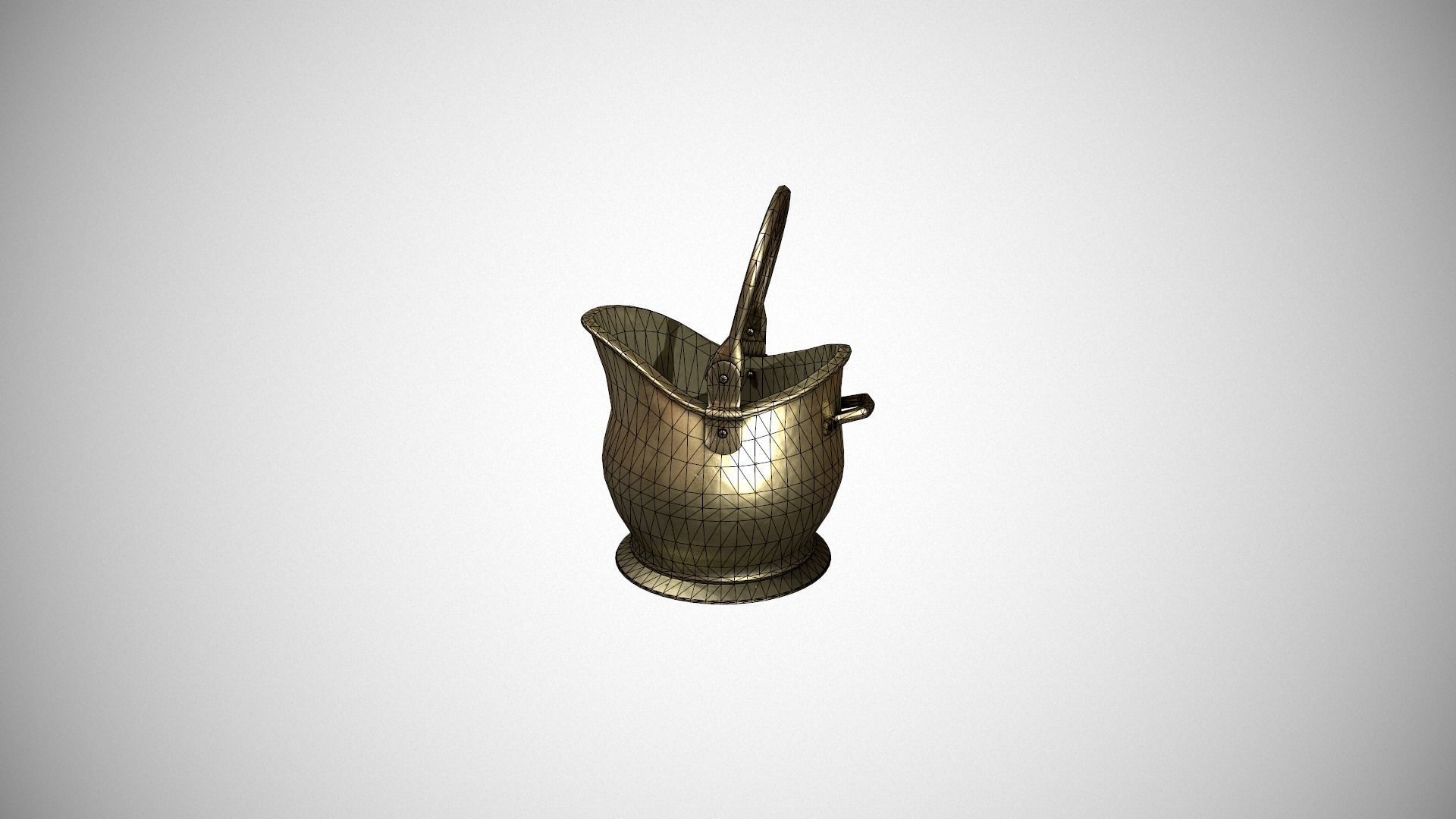 Brass Coal Scuttle - Coal Bucket Low-poly 3D model_20