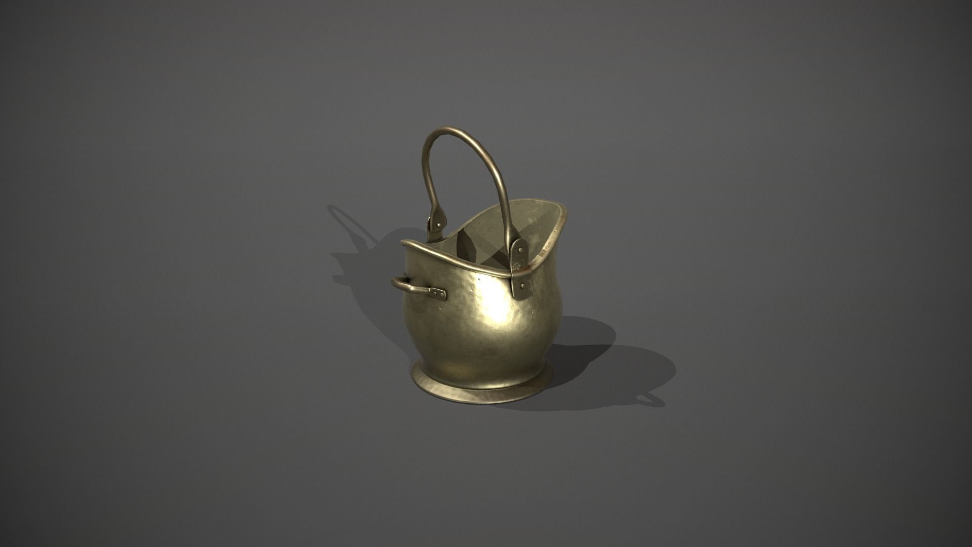Brass Coal Scuttle - Coal Bucket Low-poly 3D model_2
