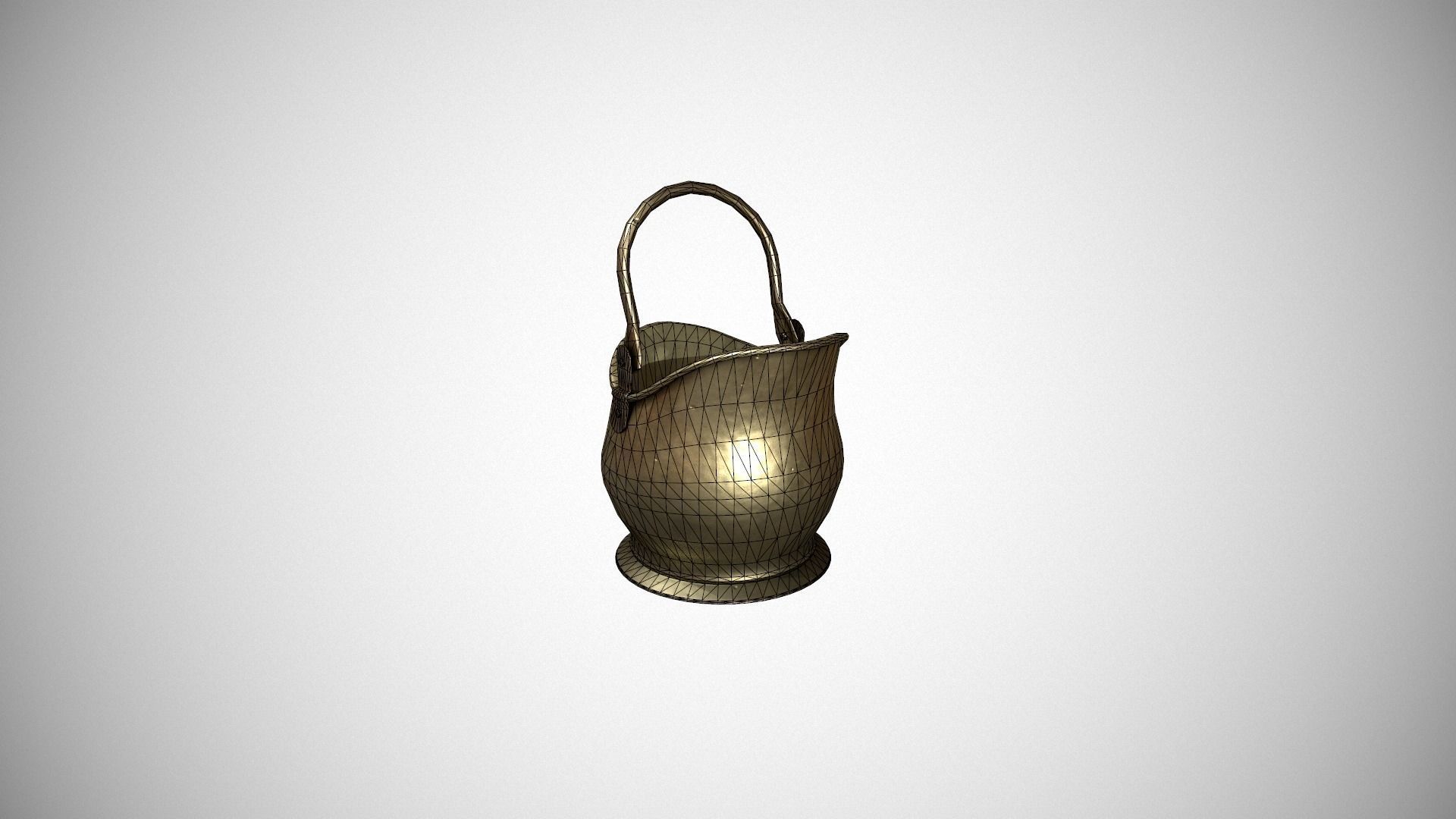 Brass Coal Scuttle - Coal Bucket Low-poly 3D model_24