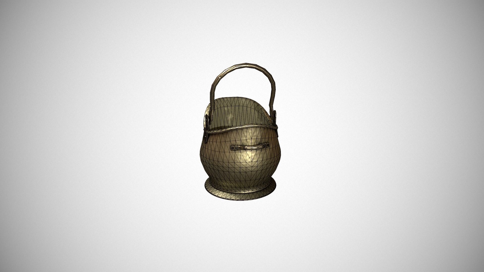 Brass Coal Scuttle - Coal Bucket Low-poly 3D model_18