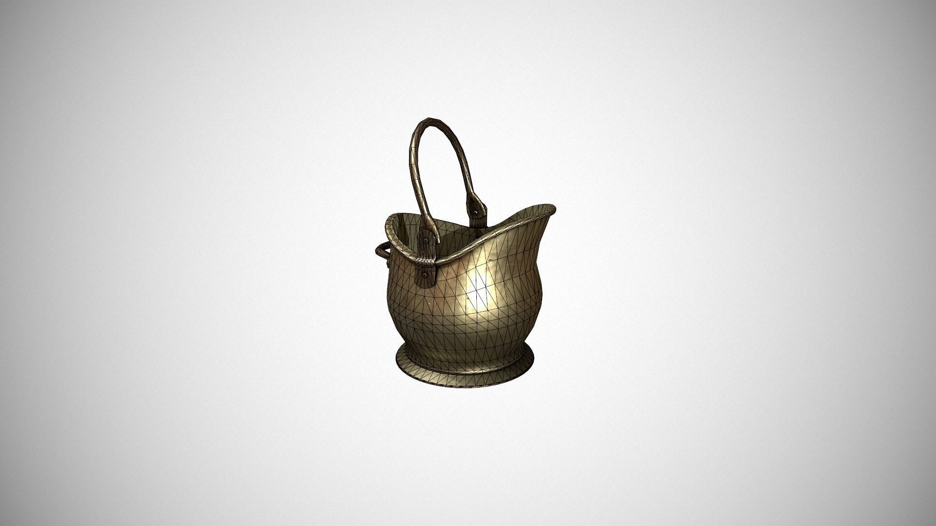 Brass Coal Scuttle - Coal Bucket Low-poly 3D model_25