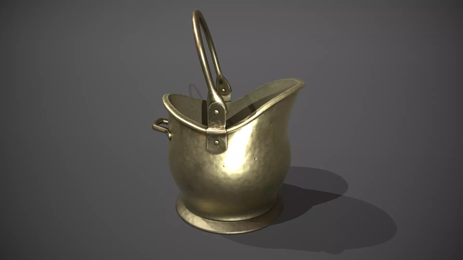 Brass Coal Scuttle - Coal Bucket Low-poly 3D model_0