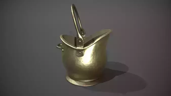 Brass Coal Scuttle - Coal Bucket Low-poly 3D model