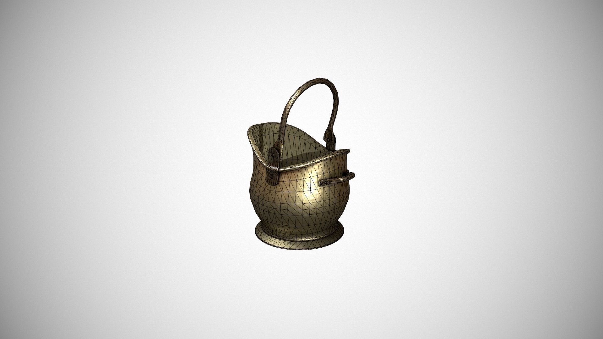 Brass Coal Scuttle - Coal Bucket Low-poly 3D model_19