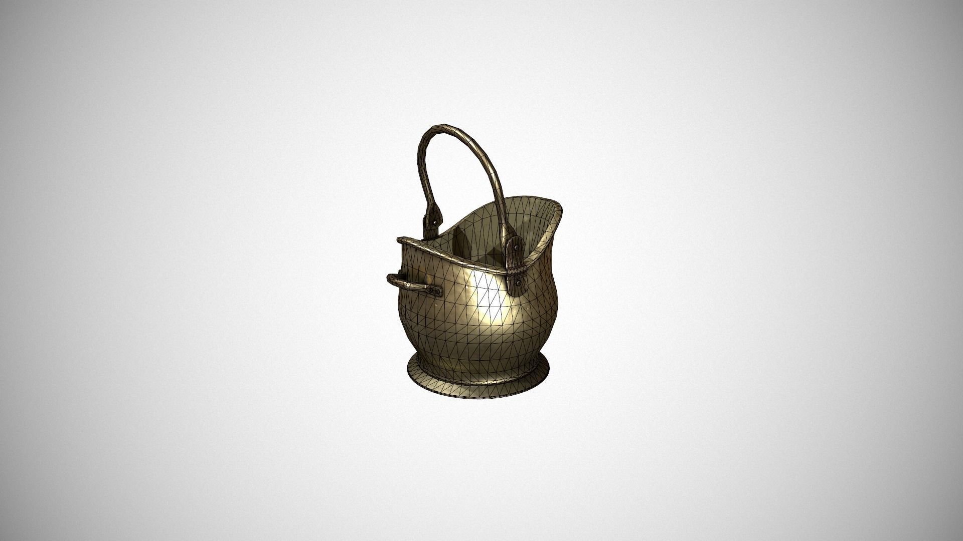 Brass Coal Scuttle - Coal Bucket Low-poly 3D model_16