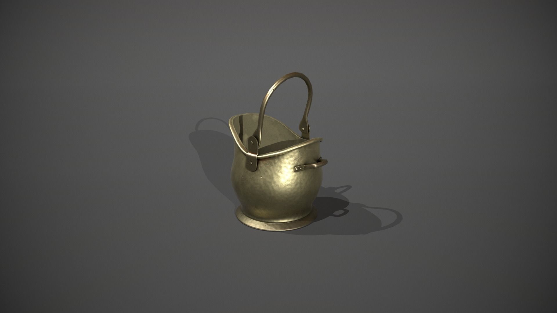 Brass Coal Scuttle - Coal Bucket Low-poly 3D model_5