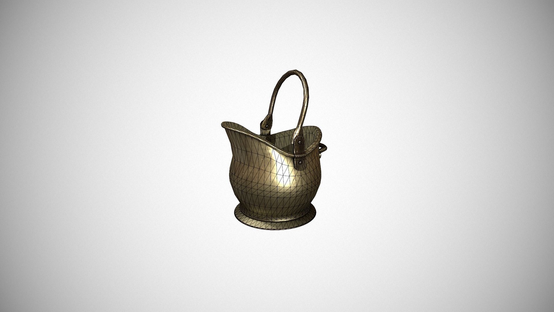 Brass Coal Scuttle - Coal Bucket Low-poly 3D model_21