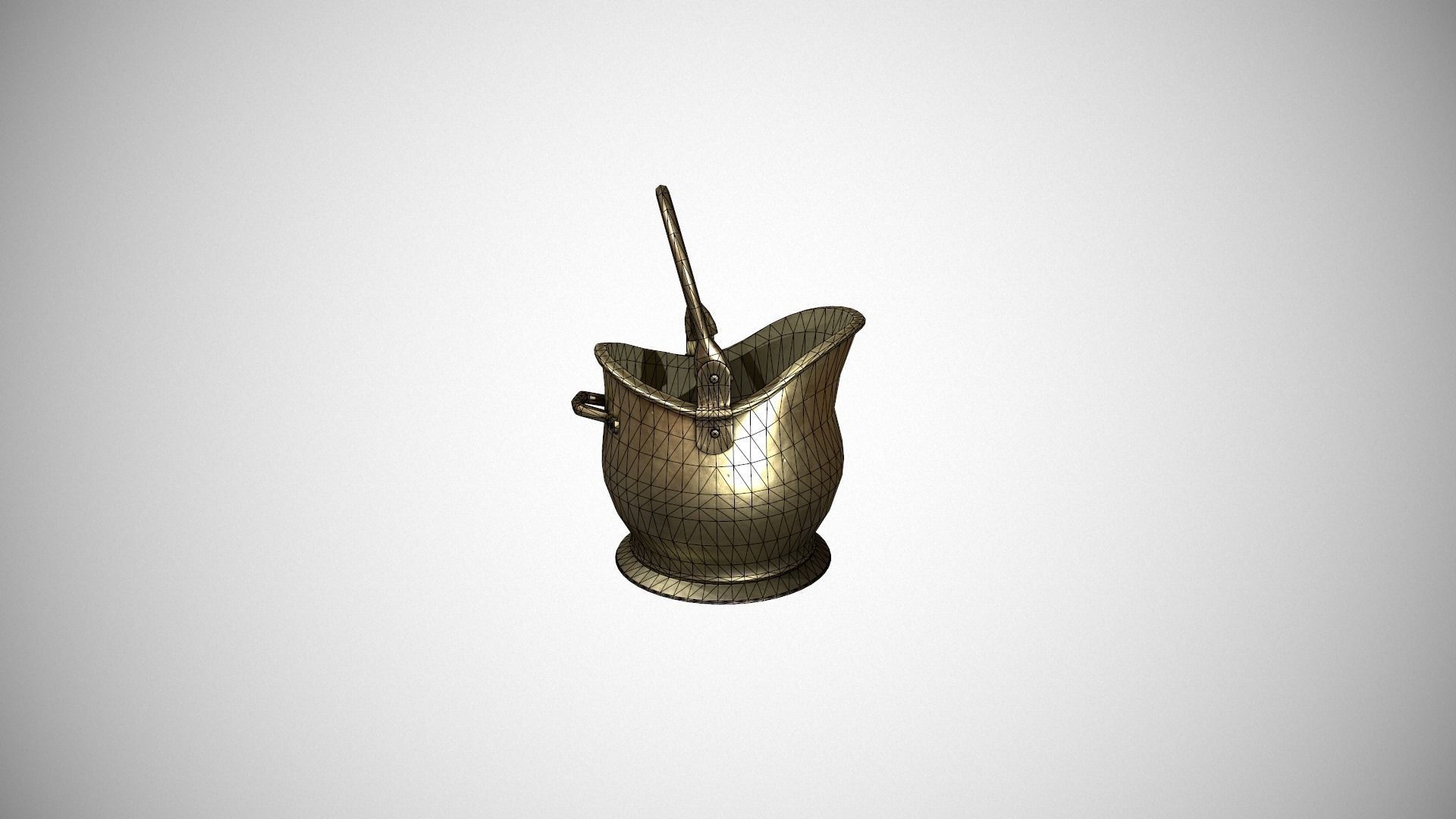 Brass Coal Scuttle - Coal Bucket Low-poly 3D model_15