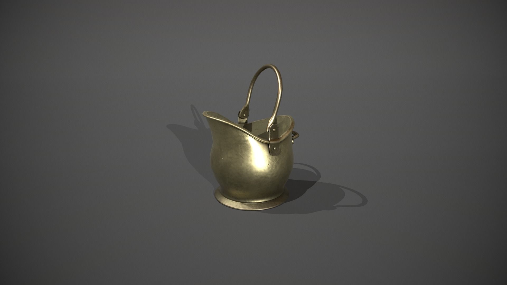 Brass Coal Scuttle - Coal Bucket Low-poly 3D model_7
