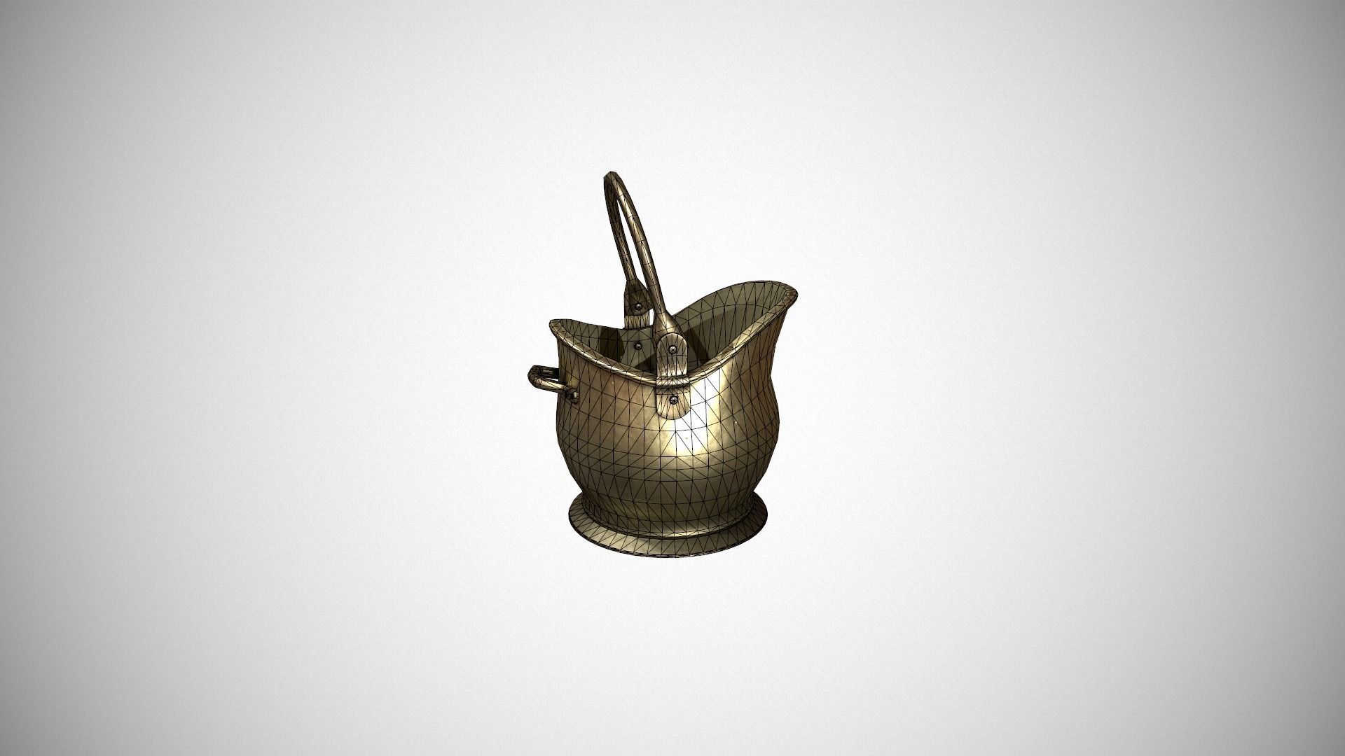 Brass Coal Scuttle - Coal Bucket Low-poly 3D model_26