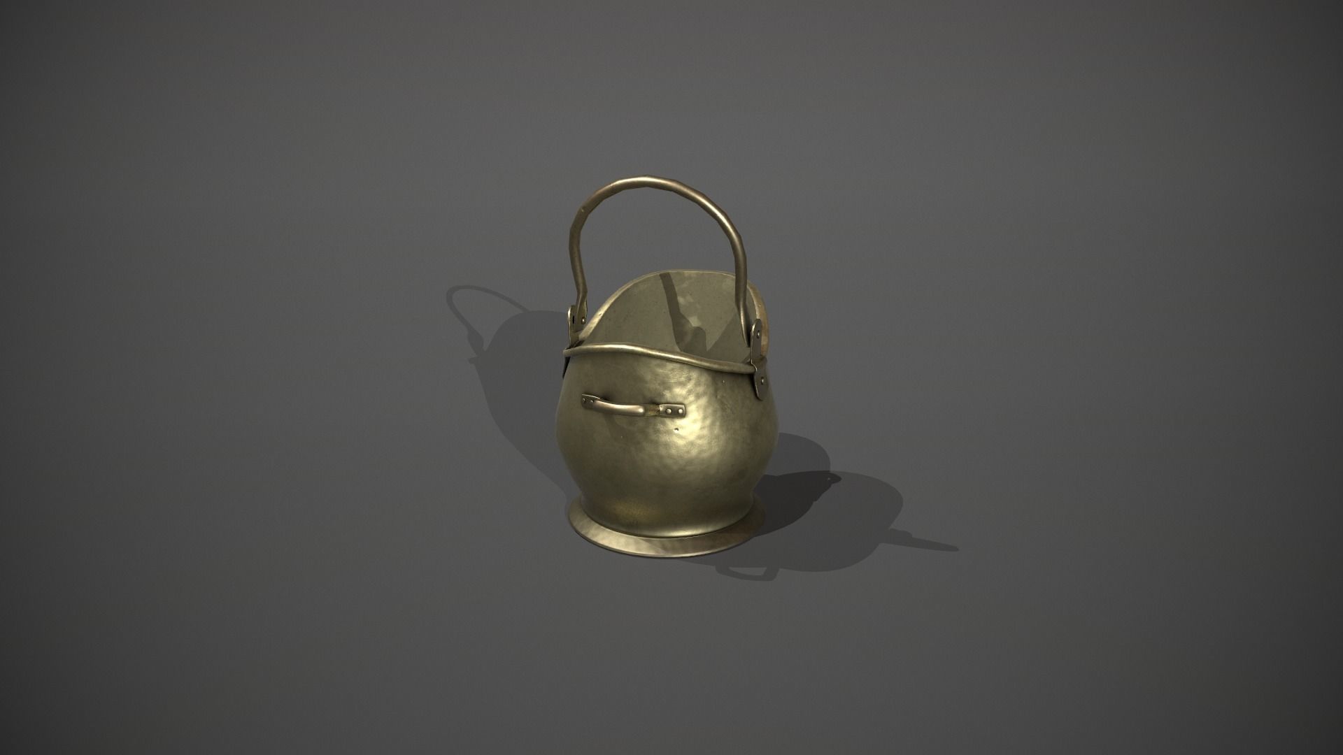 Brass Coal Scuttle - Coal Bucket Low-poly 3D model_3