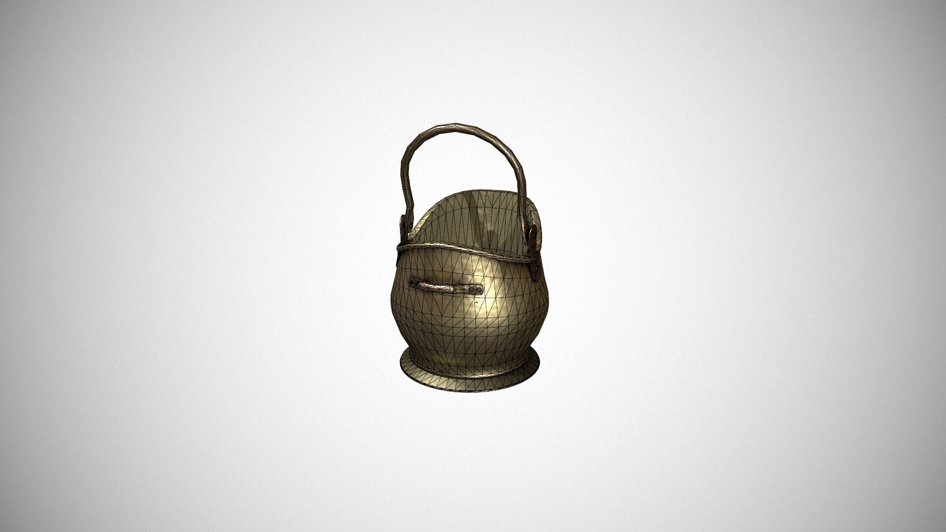 Brass Coal Scuttle - Coal Bucket Low-poly 3D model_17