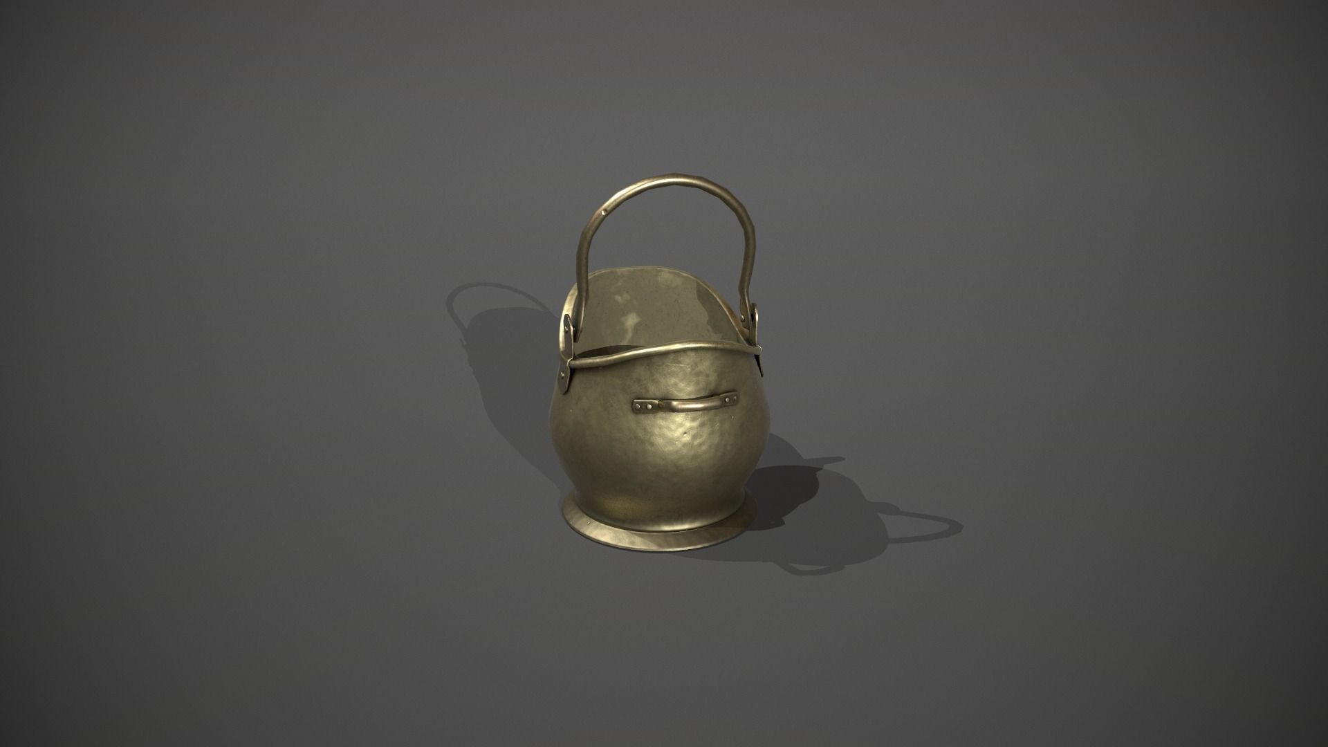 Brass Coal Scuttle - Coal Bucket Low-poly 3D model_4