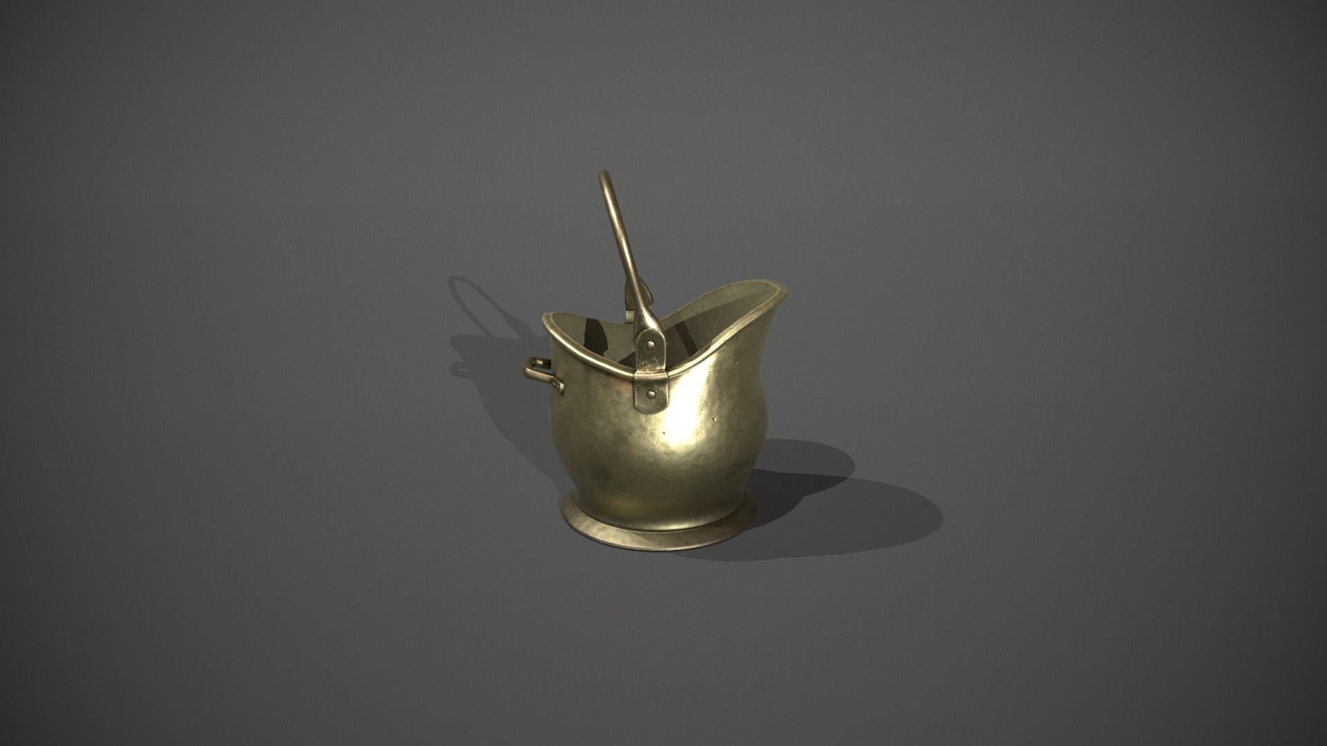 Brass Coal Scuttle - Coal Bucket Low-poly 3D model_1