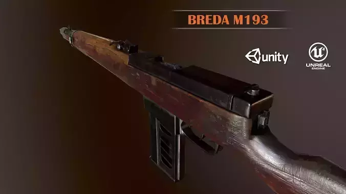 Breda rifle 1935 ww2 PBR Low-poly 3D model