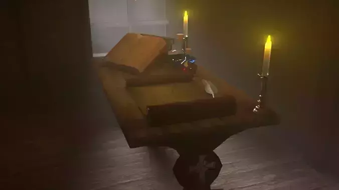sorcerer desk Free low-poly 3D model