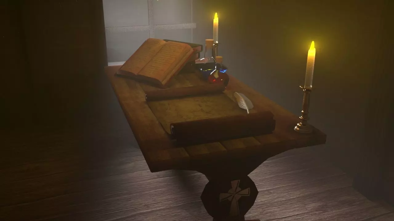 sorcerer desk Free low-poly 3D model_0