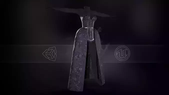 Violet Dress Low-poly 3D model