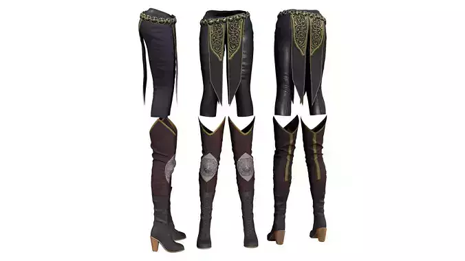 Medieval Female Pants With Boots