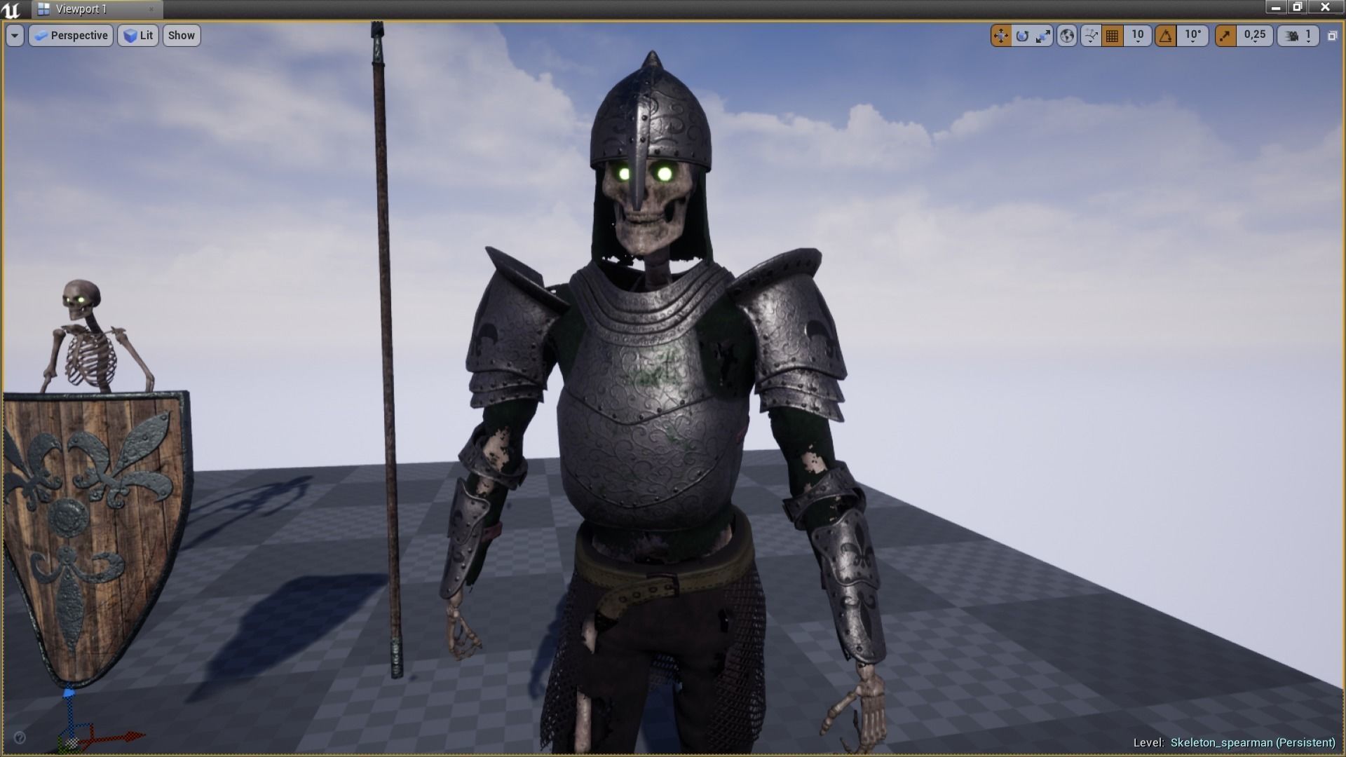 Skeleton spearman Low-poly 3D model_3