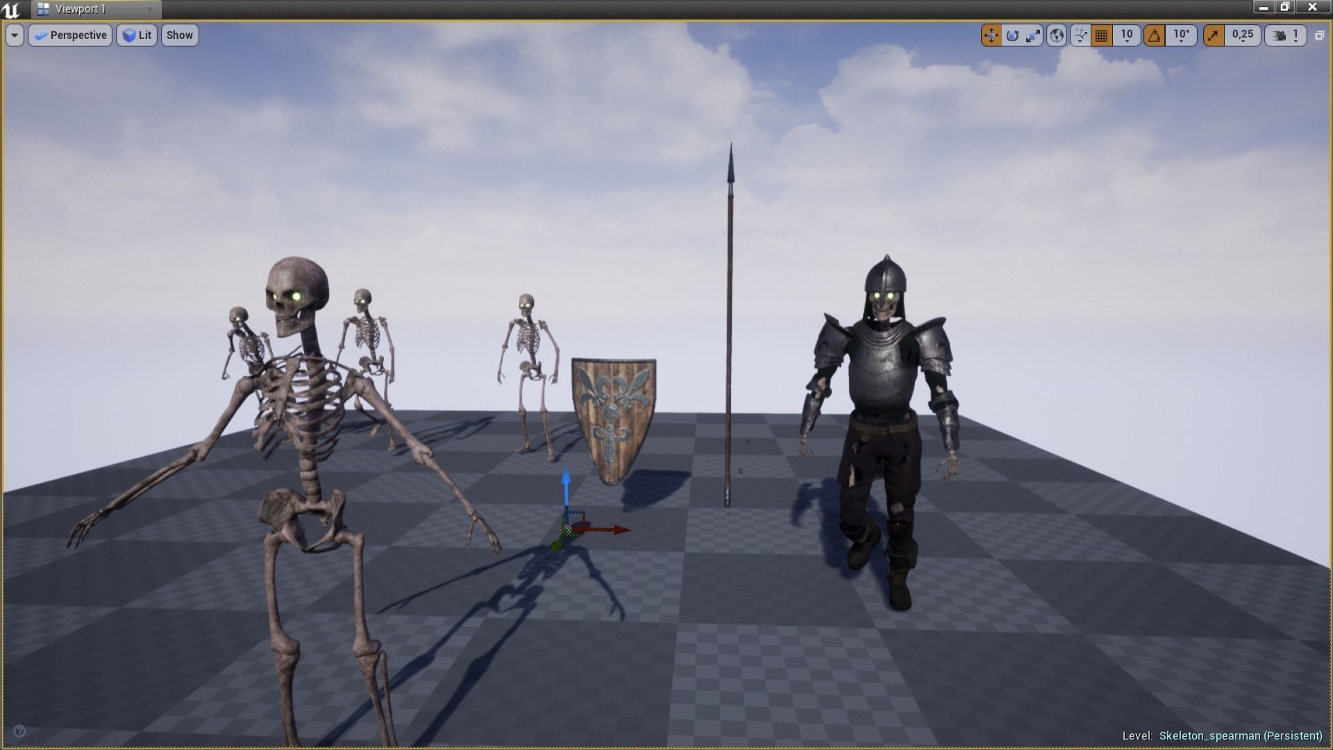 Skeleton spearman Low-poly 3D model_2