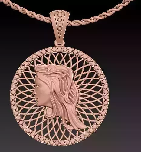 Ultra vision angel face pendant Sculpture jewelry gold 3D print model