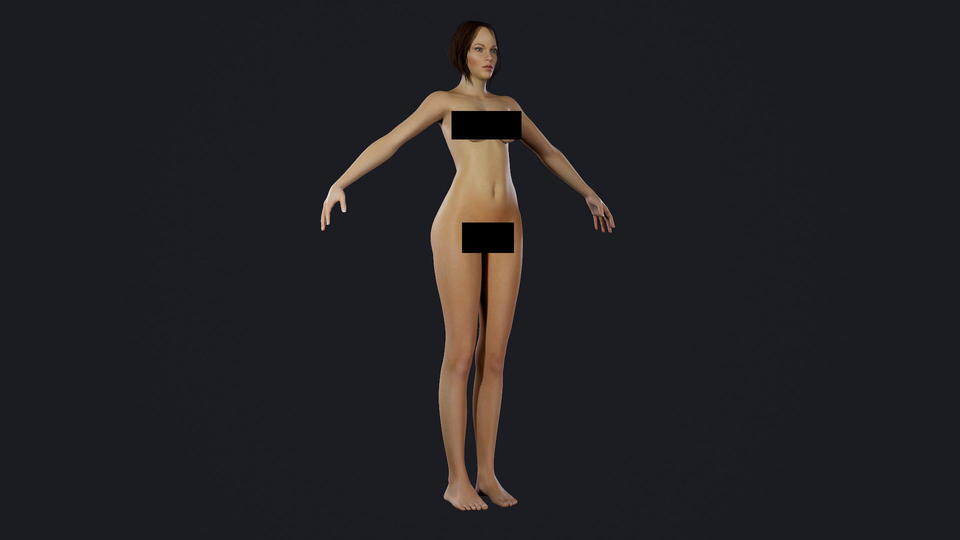 Character - Hero Female Body Base Low-poly 3D model_4