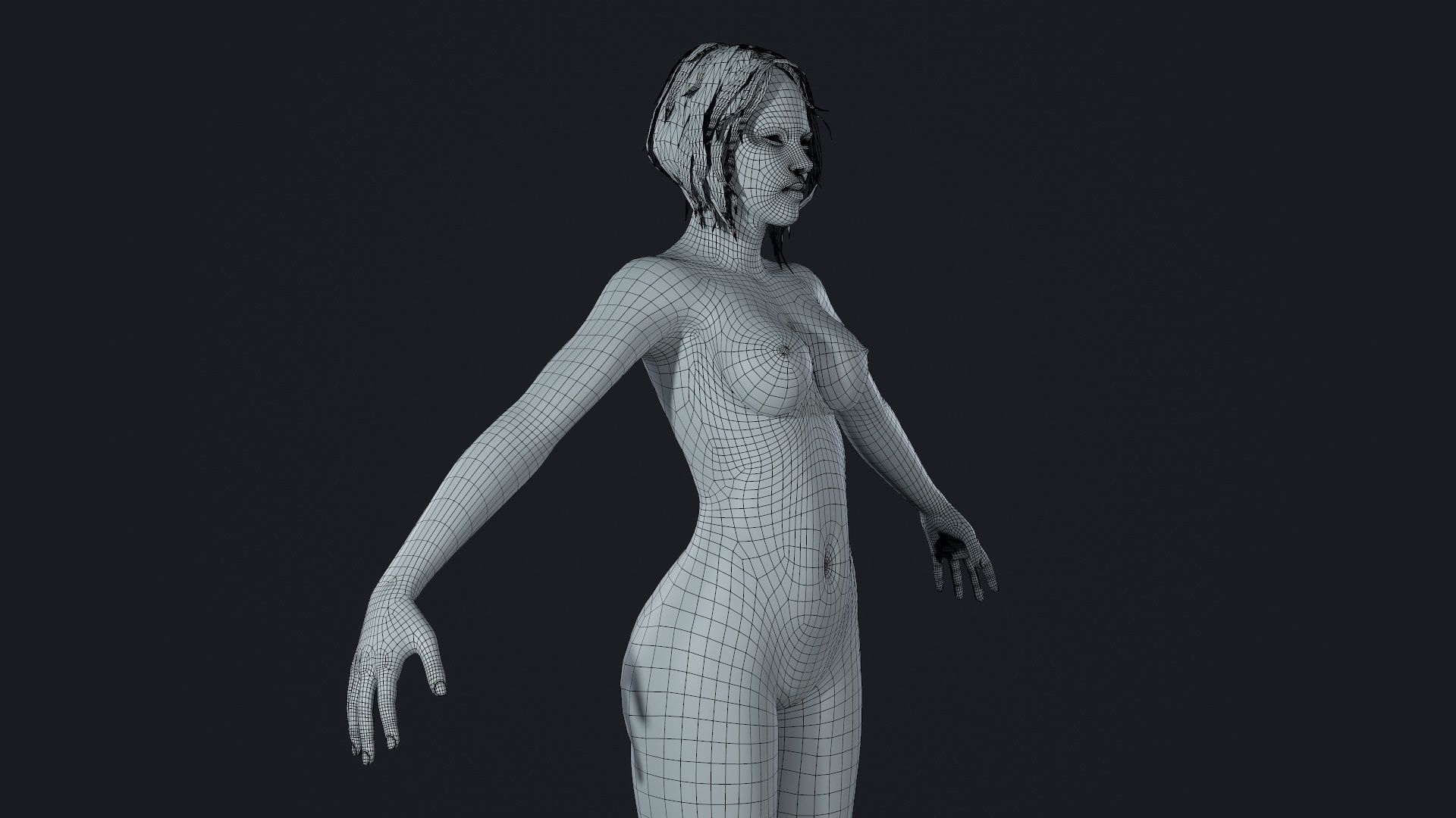 Character - Hero Female Body Base Low-poly 3D model_36