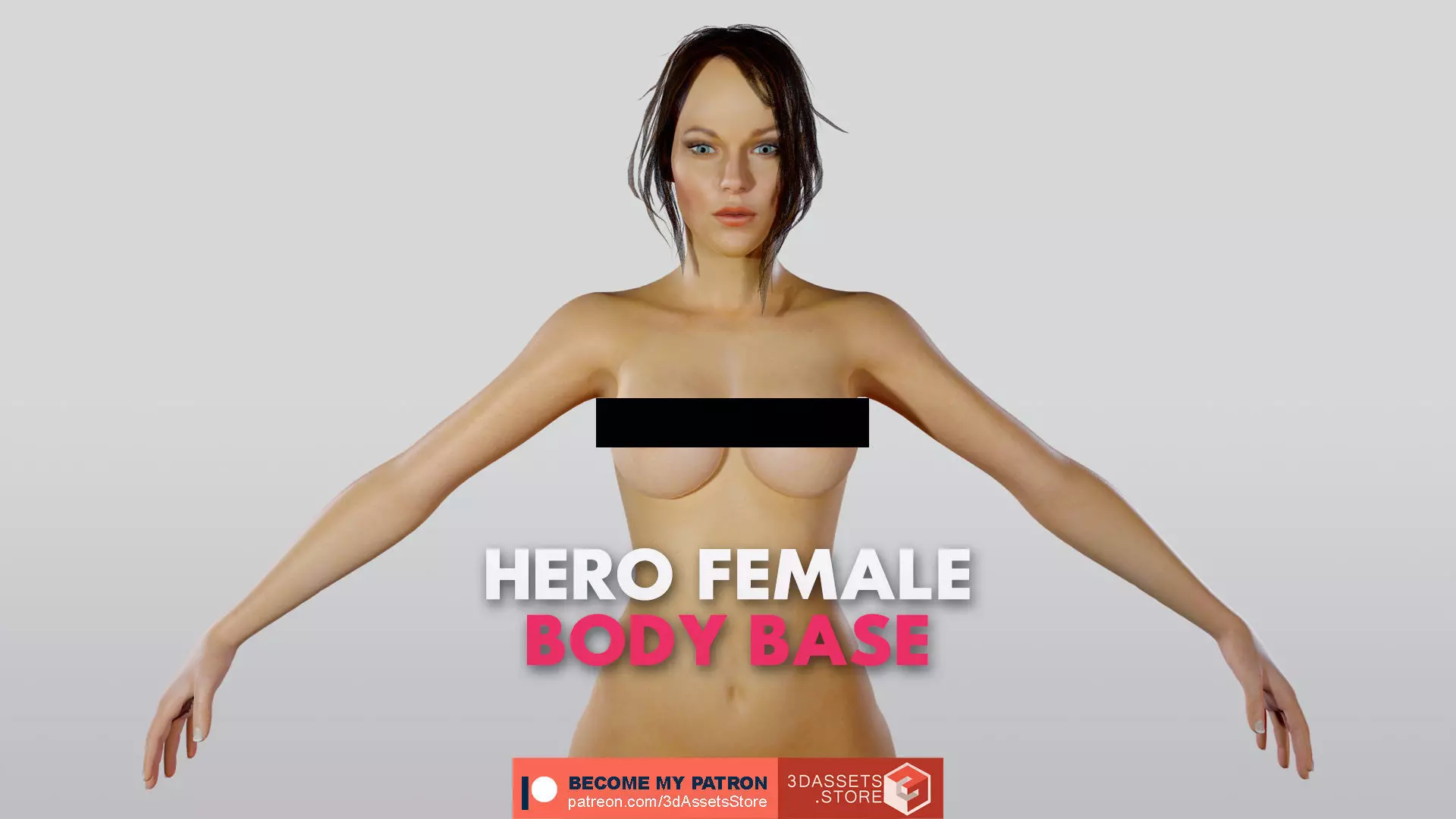 Character - Hero Female Body Base Low-poly 3D model_0