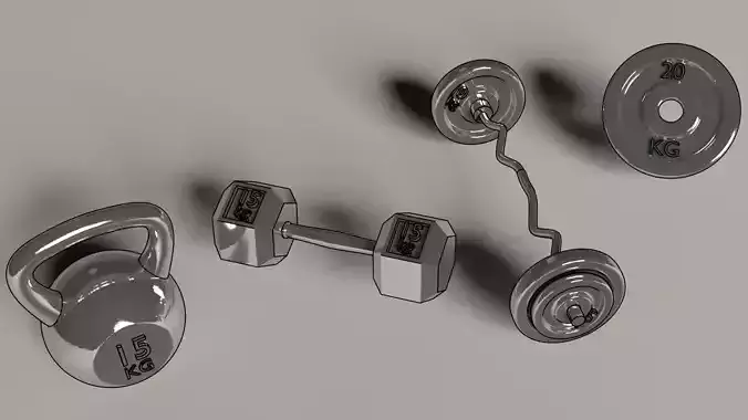 Miniature gym weights - 4 models 3D print model