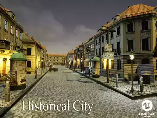 Historical City Unreal Engine Low-poly 3D model