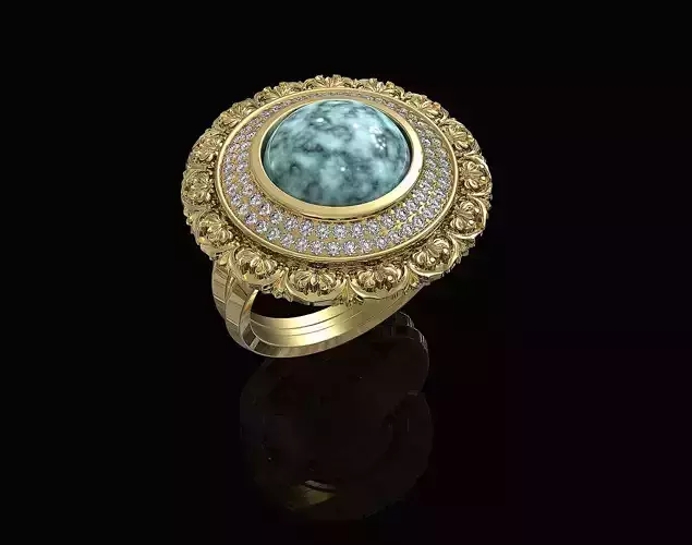 Oriental Cabochon Ring 3D print model