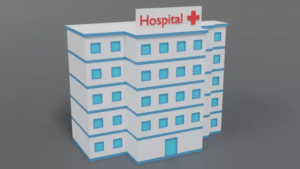 Low Poly Cartoon Hospital Low-poly 3D model