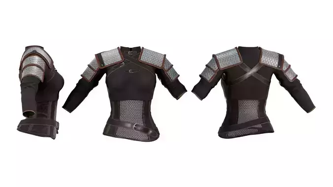 Medieval Female Warrior Top With Shoulder Guards