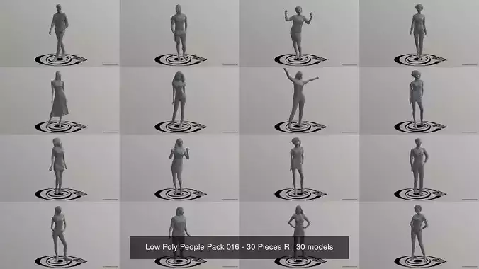 Low Poly People Pack 016 - 30 Pieces R 3D Model Collection