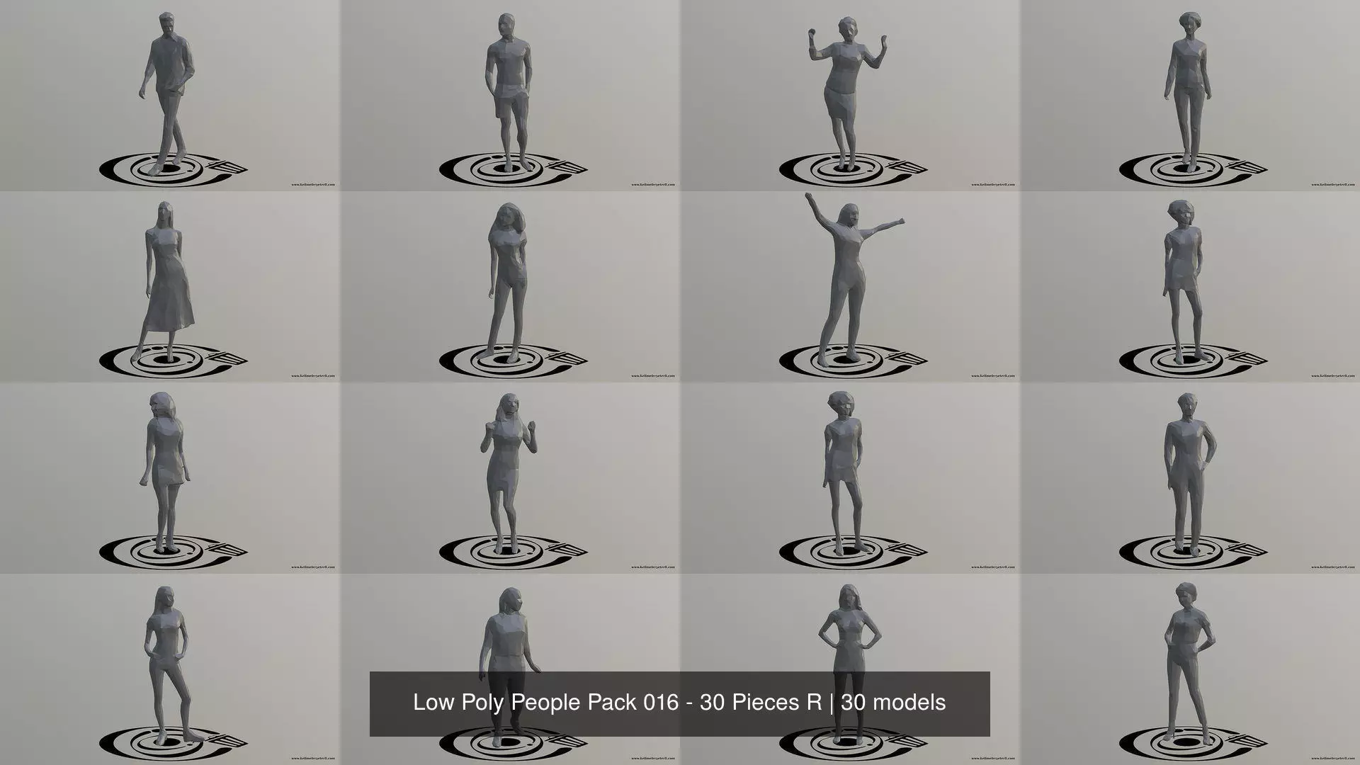 Low Poly People Pack 016 - 30 Pieces R 3D Model Collection_0