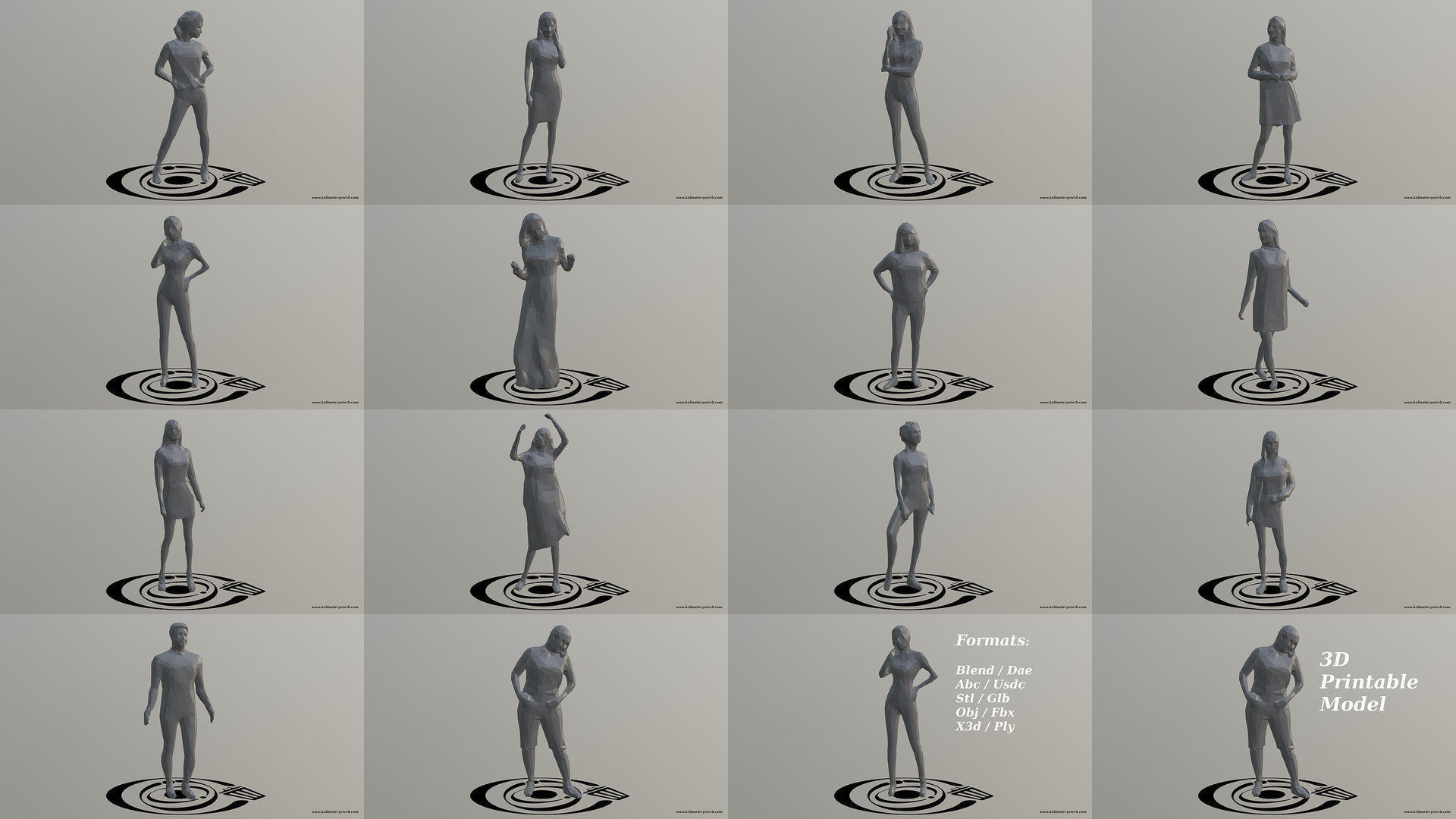 Low Poly People Pack 016 - 30 Pieces R 3D Model Collection_1