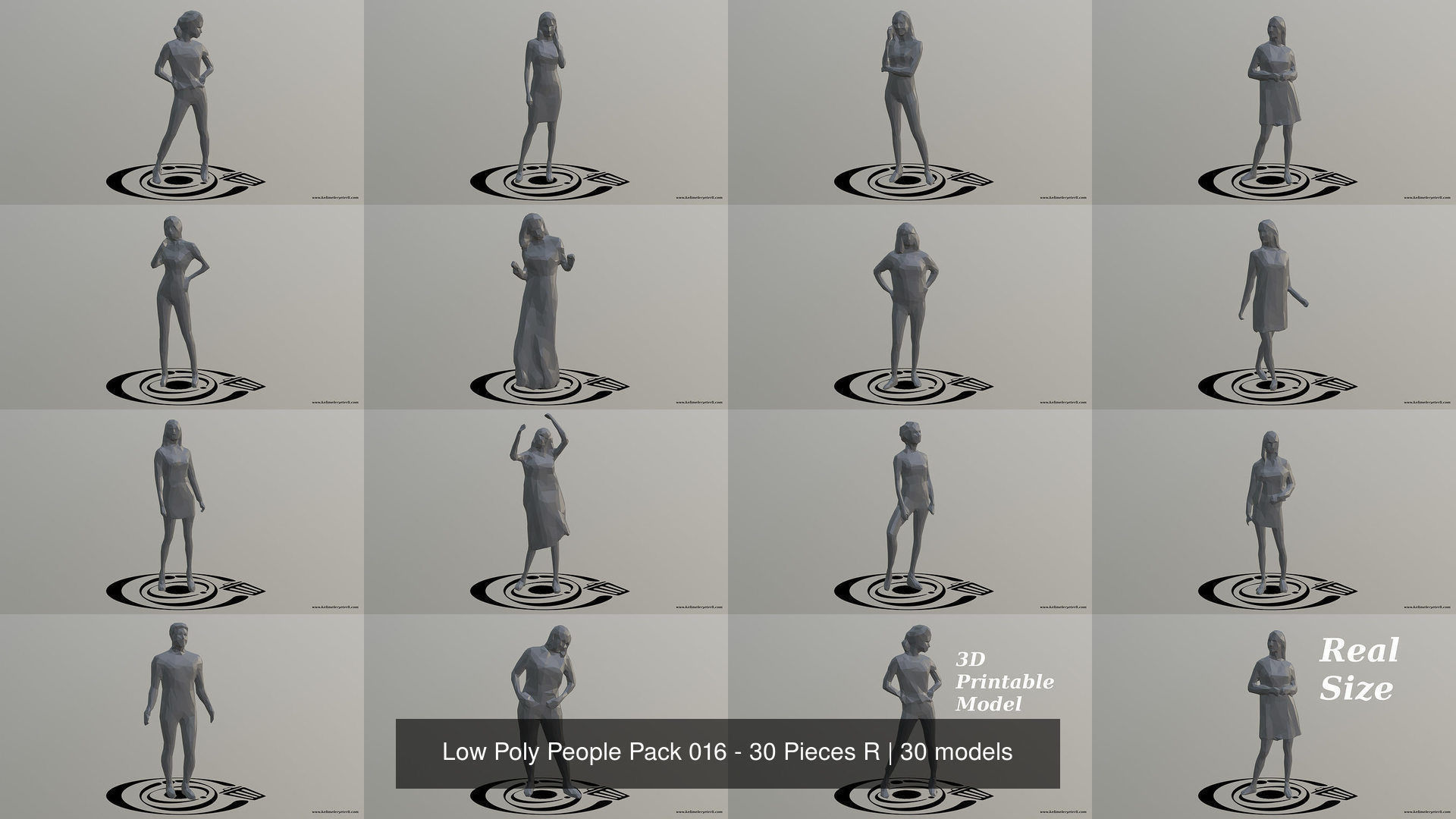 Low Poly People Pack 016 - 30 Pieces R 3D Model Collection_2