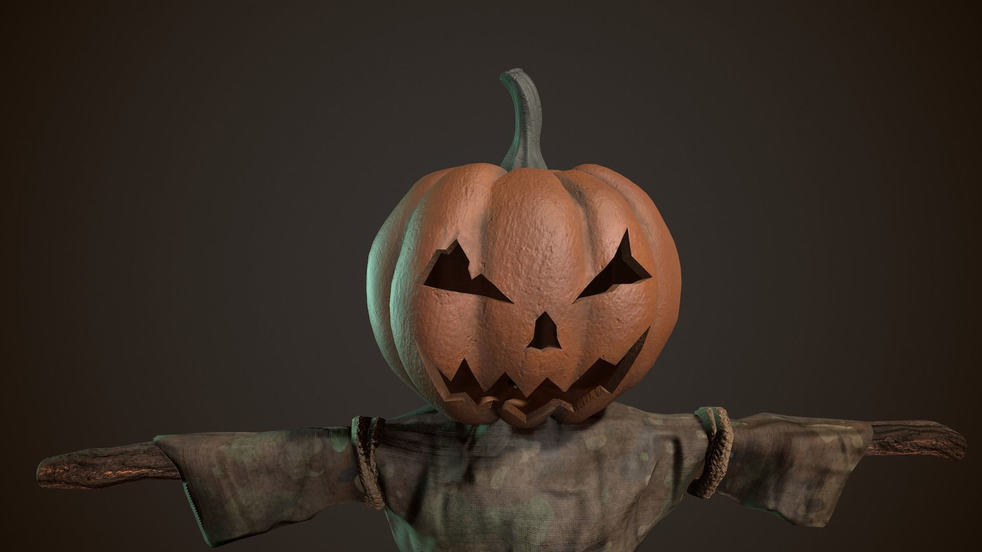Pumpkin Scarecrow 3D model_3