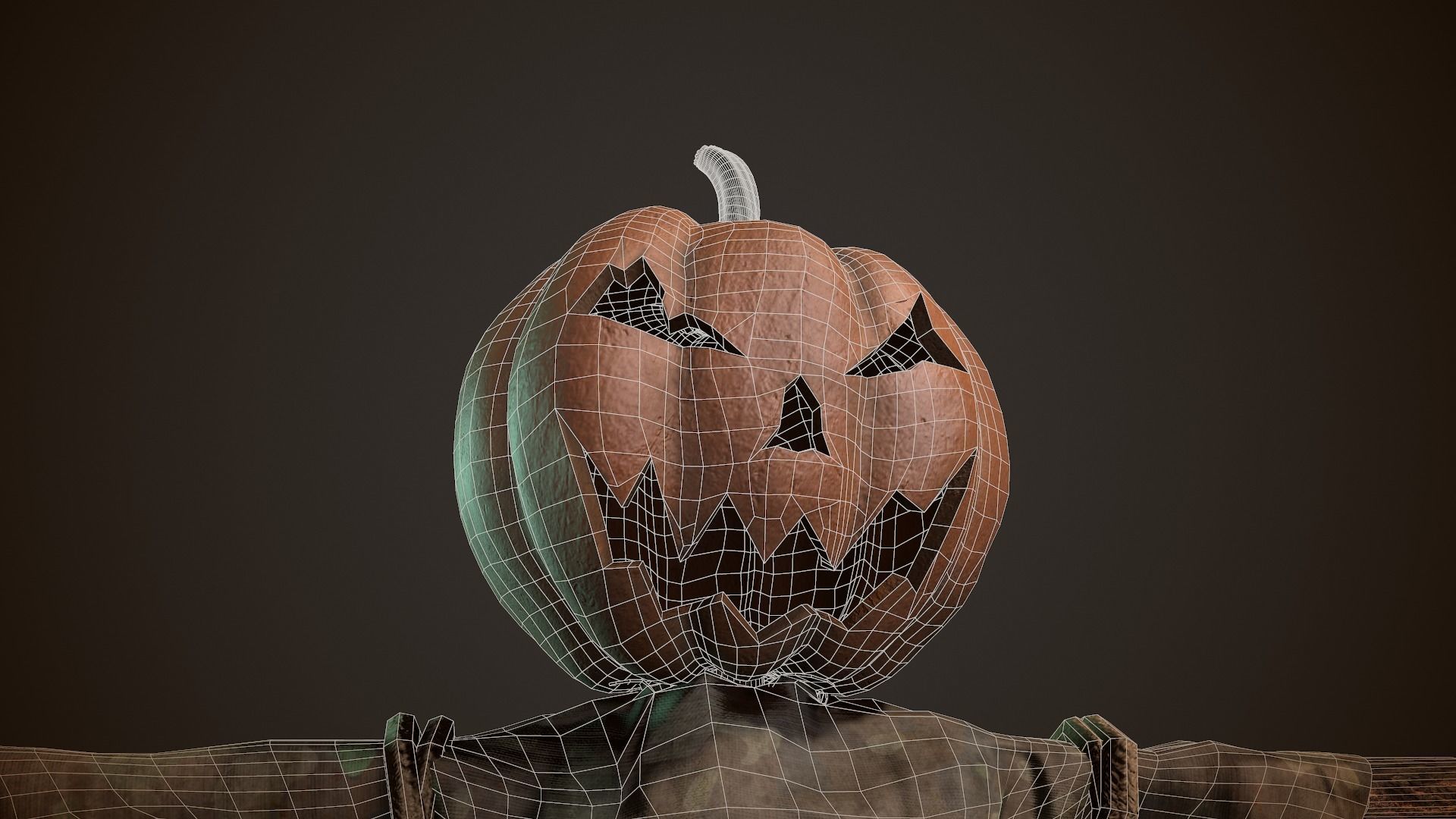 Pumpkin Scarecrow 3D model_12