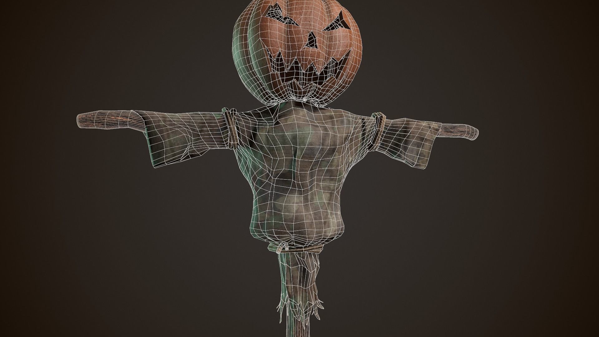 Pumpkin Scarecrow 3D model_11