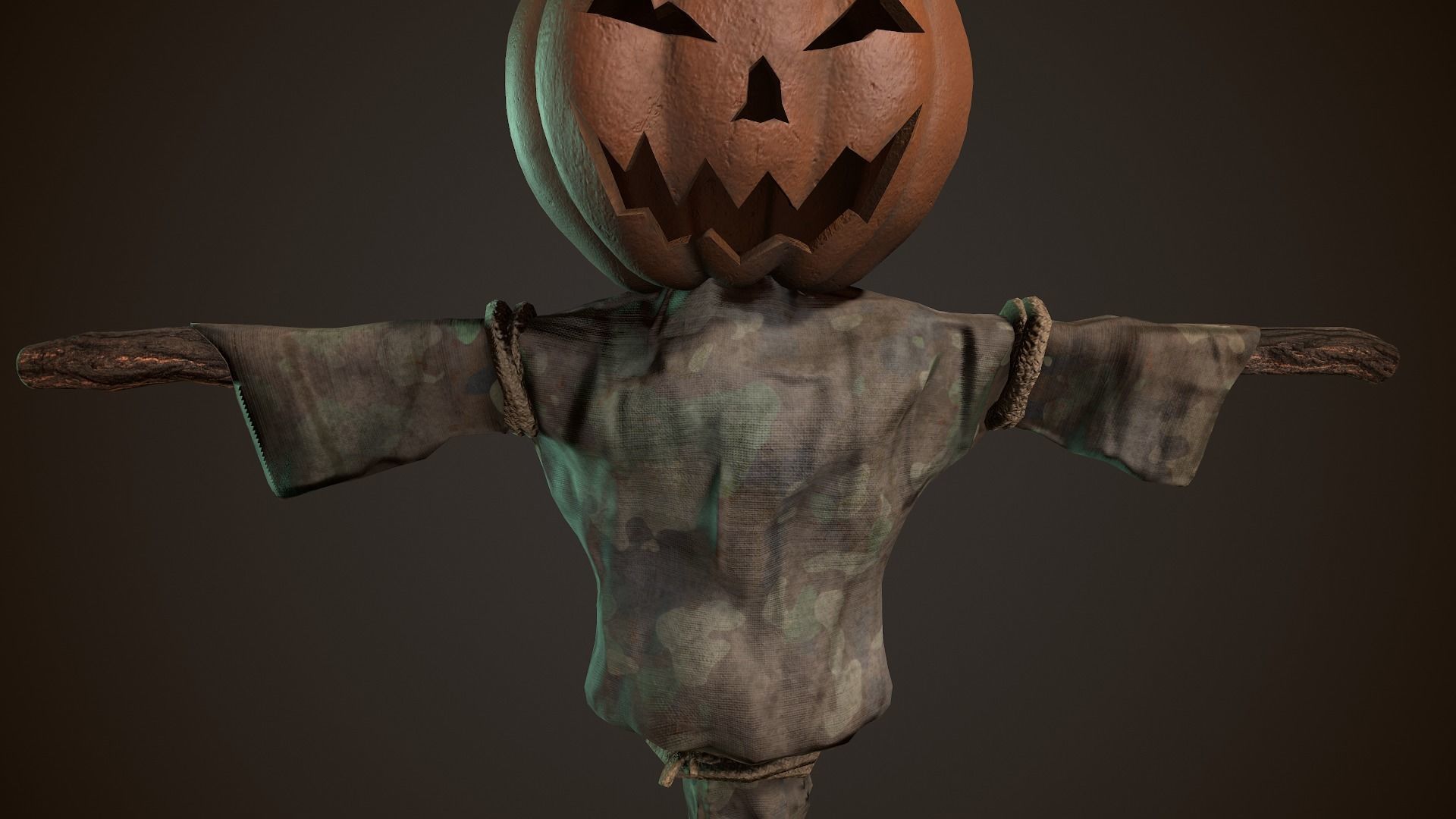Pumpkin Scarecrow 3D model_2