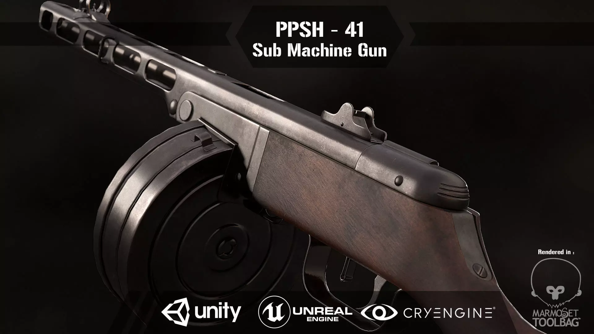 PPSH 41  Low-poly 3D model_0