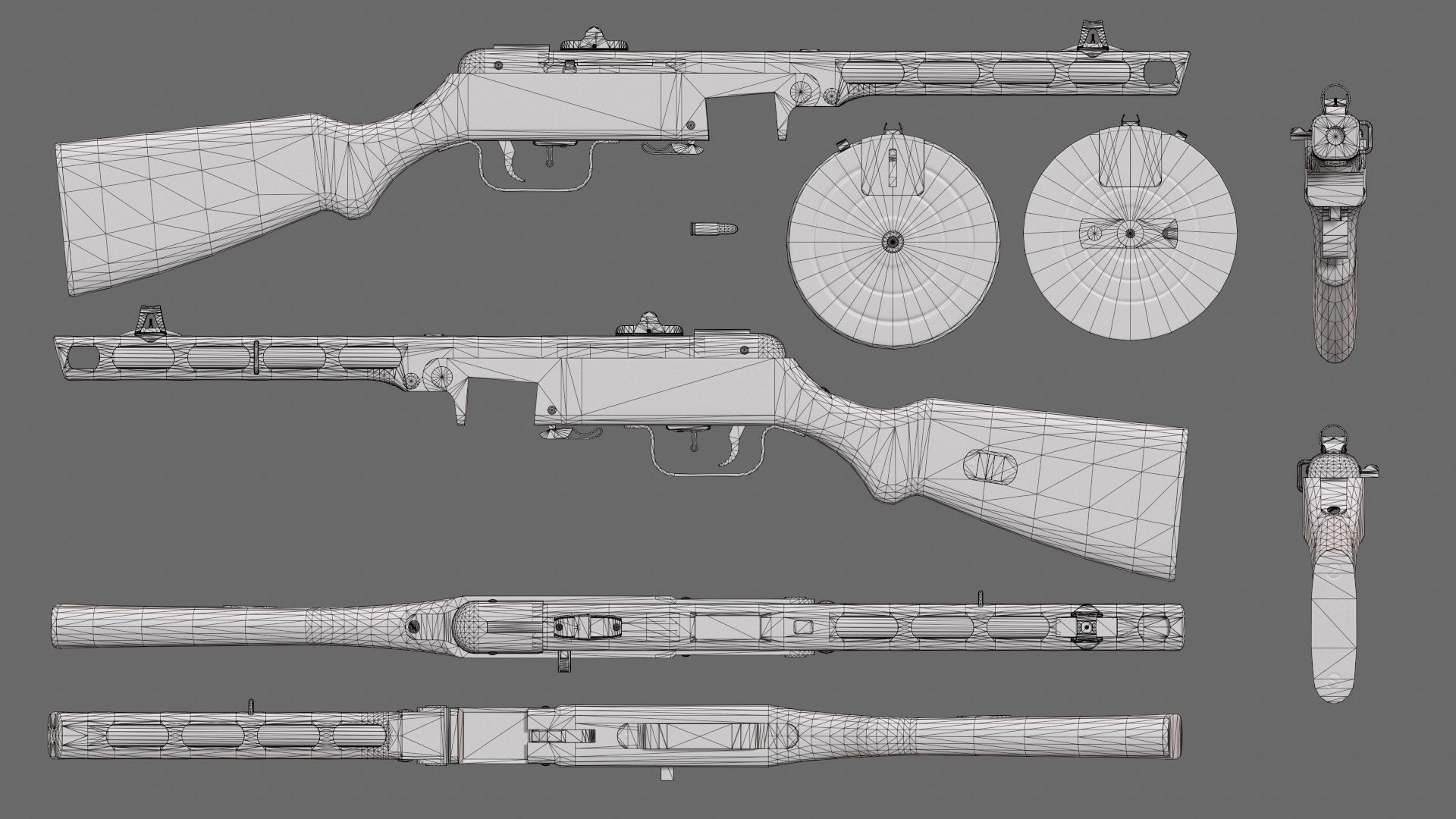 PPSH 41  Low-poly 3D model_7