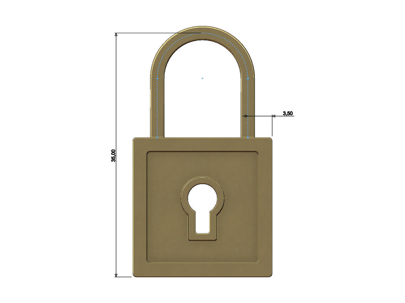 Square Lock Pendant and Charm 3D print model_3