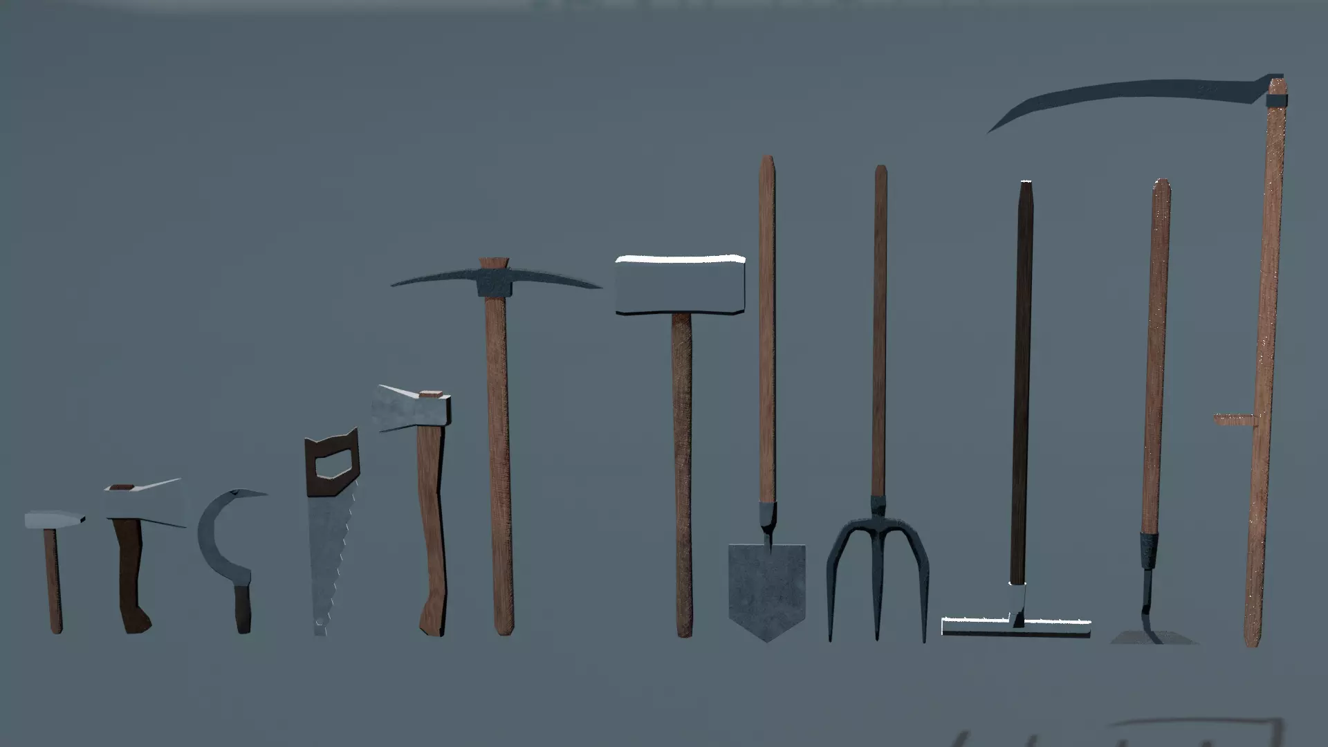 Work Tools 12 items Free low-poly 3D model