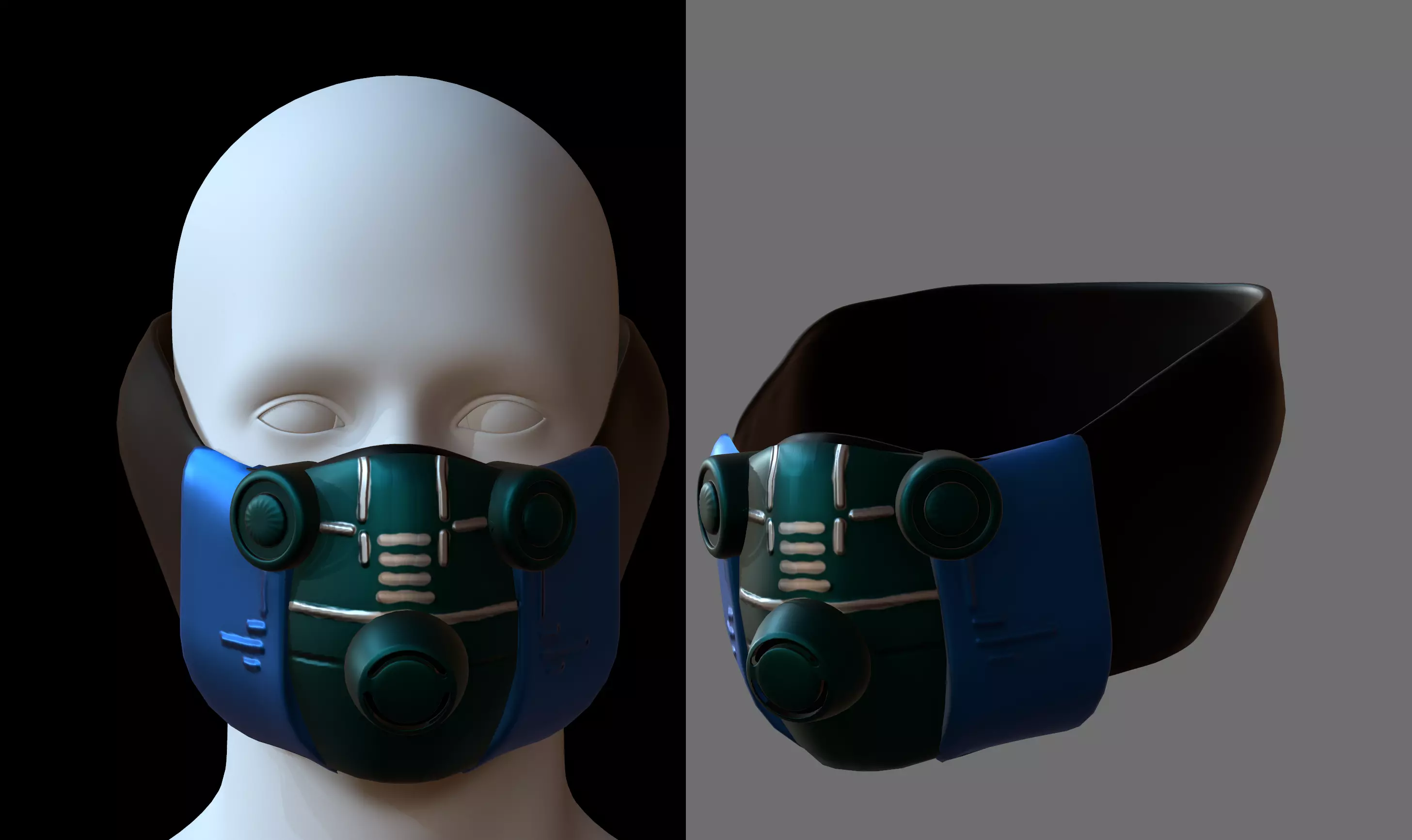 Gas mask helmet 3d model scifi Low-poly Low-poly 3D model_0