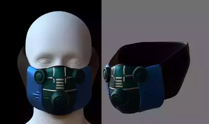 Gas mask helmet 3d model scifi Low-poly 