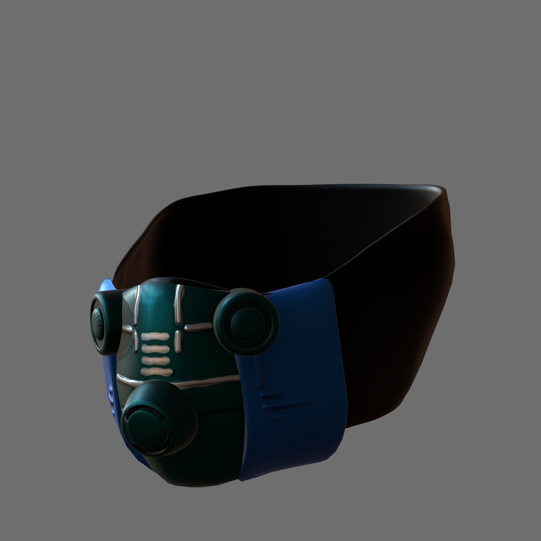 Gas mask helmet 3d model scifi Low-poly Low-poly 3D model_1