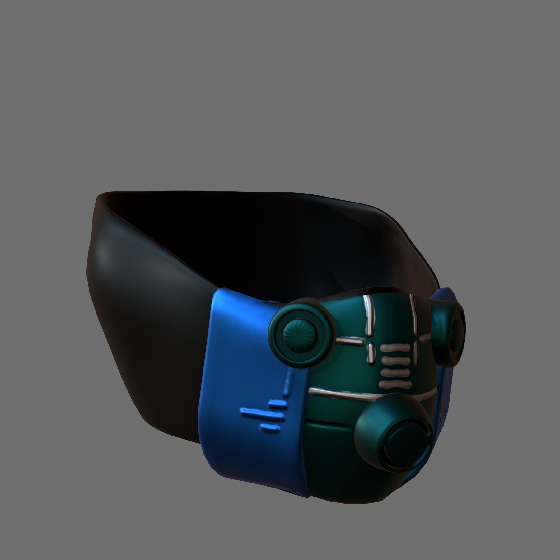 Gas mask helmet 3d model scifi Low-poly Low-poly 3D model_2